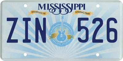 MS license plate ZIN526