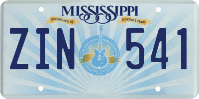 MS license plate ZIN541