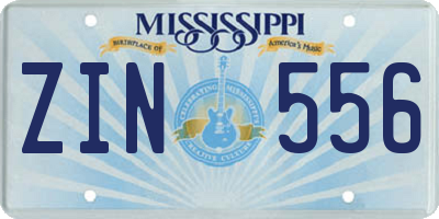 MS license plate ZIN556