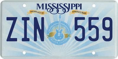 MS license plate ZIN559