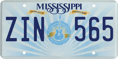 MS license plate ZIN565