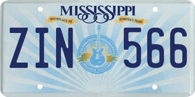 MS license plate ZIN566