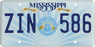 MS license plate ZIN586