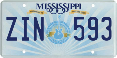 MS license plate ZIN593