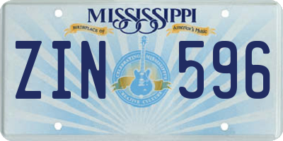 MS license plate ZIN596