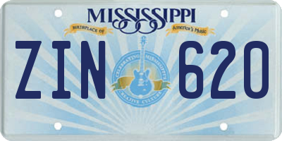 MS license plate ZIN620