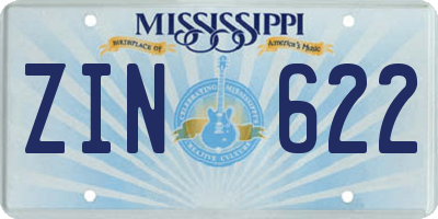 MS license plate ZIN622