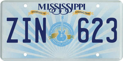 MS license plate ZIN623