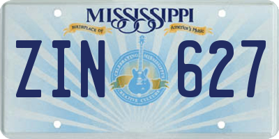 MS license plate ZIN627