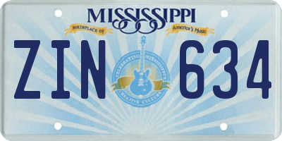 MS license plate ZIN634