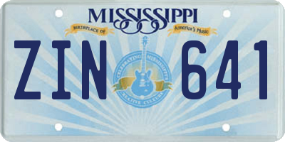 MS license plate ZIN641