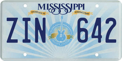 MS license plate ZIN642