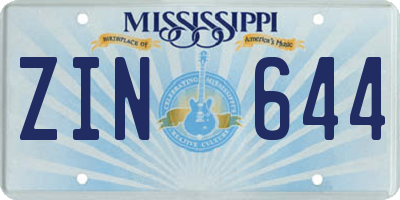 MS license plate ZIN644
