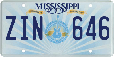 MS license plate ZIN646