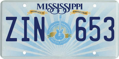MS license plate ZIN653