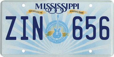 MS license plate ZIN656