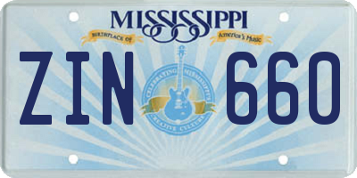 MS license plate ZIN660