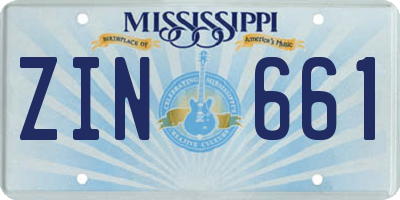 MS license plate ZIN661