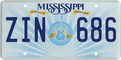 MS license plate ZIN686