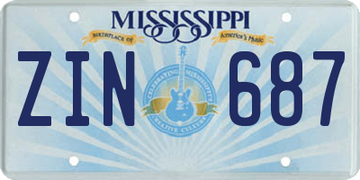 MS license plate ZIN687