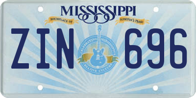 MS license plate ZIN696