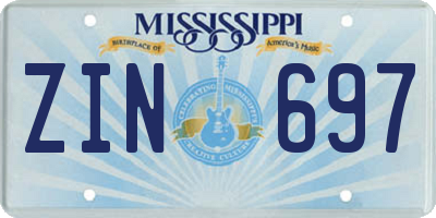 MS license plate ZIN697