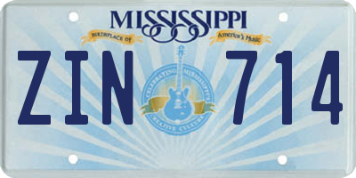 MS license plate ZIN714