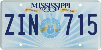 MS license plate ZIN715