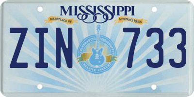 MS license plate ZIN733