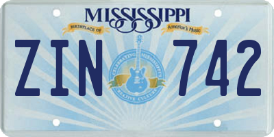 MS license plate ZIN742