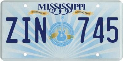 MS license plate ZIN745
