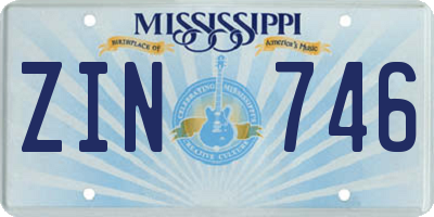 MS license plate ZIN746