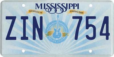 MS license plate ZIN754