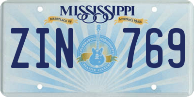 MS license plate ZIN769