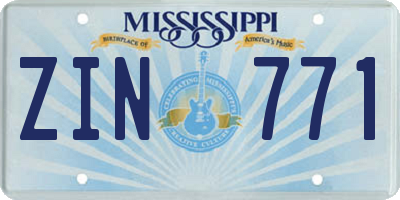 MS license plate ZIN771
