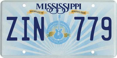 MS license plate ZIN779