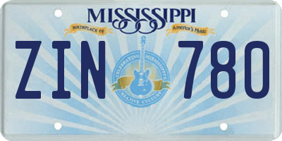 MS license plate ZIN780
