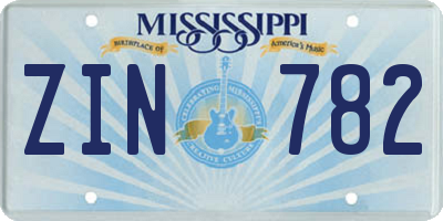 MS license plate ZIN782