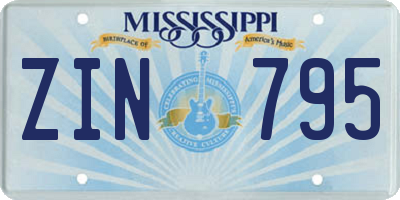 MS license plate ZIN795