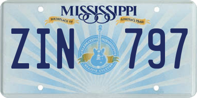 MS license plate ZIN797