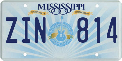 MS license plate ZIN814