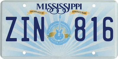 MS license plate ZIN816