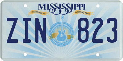 MS license plate ZIN823