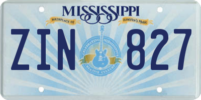 MS license plate ZIN827
