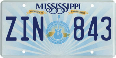 MS license plate ZIN843