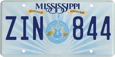 MS license plate ZIN844