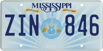 MS license plate ZIN846