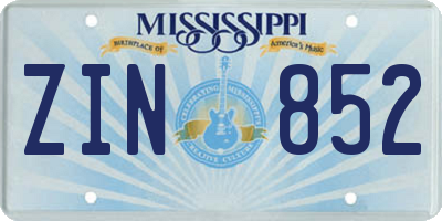 MS license plate ZIN852