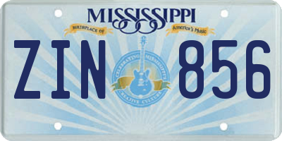 MS license plate ZIN856