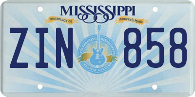 MS license plate ZIN858